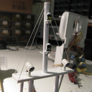 Vulling achtermast met twee schijnwerpers