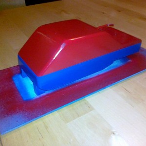 Onderkant rood gespoten