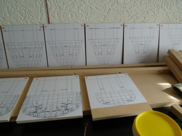 Spantenplan op triplex geplakt.