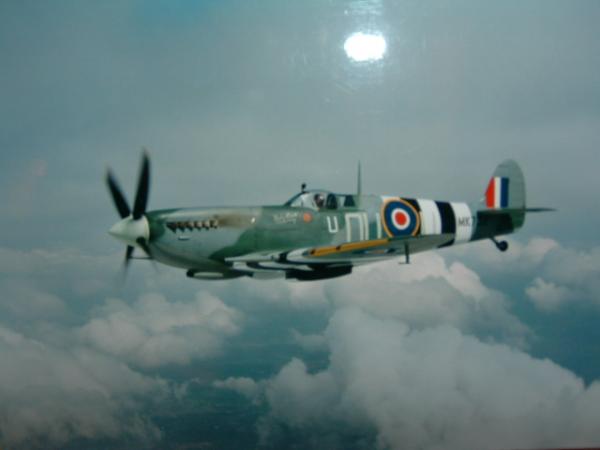 Zo moet ie worden:
Bekendste nog enige vliegende 1:1 Spitfire MK-IX "Baby Bea V" hier in volle glorie en ter gelegenheid van 50 jarig bevrijding etc. rond 1995/96 in D-Day uitvoering.